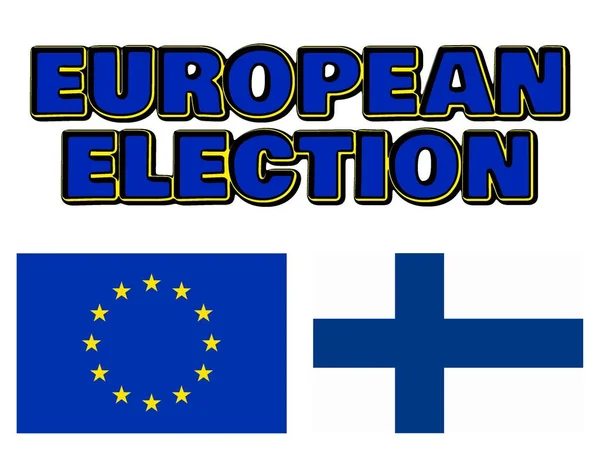 Вибори Європарламенту Прапори Європен Фінляндія — стокове фото