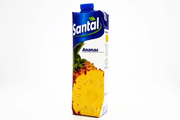 Pescara Itálie Prosince 2019 Santal Ananas Juice Santal Italská Značka — Stock fotografie