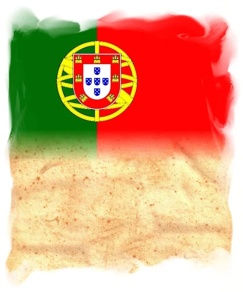 Portugal Bandera Sobre Papel Pergamino Vintage Original Con Espacio Para — Foto de Stock