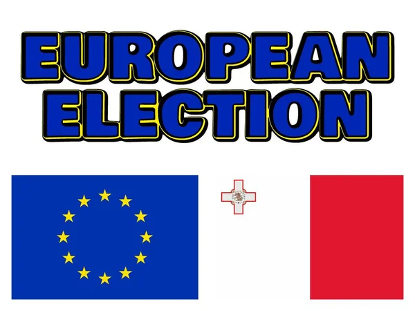 Elezione Del Parlamento Europeo Bandiere Dell Unione Europea Malta — Foto Stock