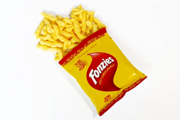 Róma Olaszország 2021 December Fonzies Kukorica Snack Eredeti Sajtos Chips — Stock Fotó