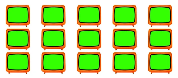 Retro Viejo Espacio Era Naranja Con Croma Key Green Screens — Foto de Stock