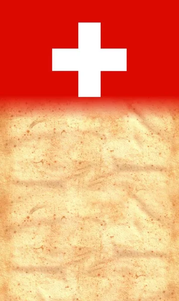 Suiza Bandera Sobre Papel Pergamino Vintage Original Con Espacio Para — Foto de Stock