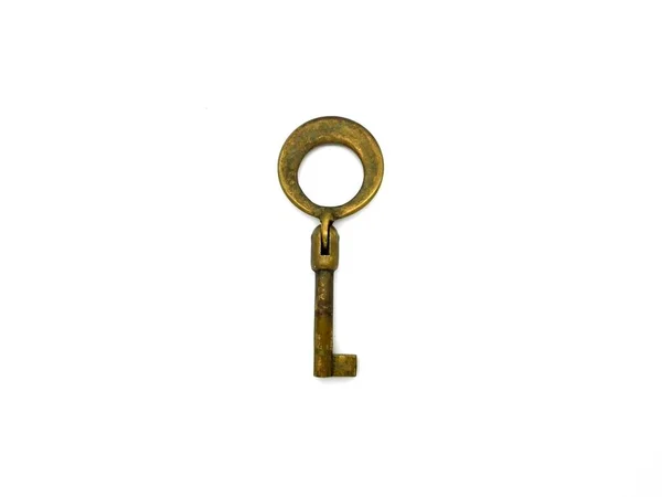 Vintage Schlüssel Isoliert Auf Weißem Hintergrund — Stockfoto