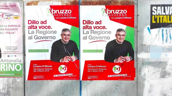 stock image PESCARA, ITALY - March 01, 2018: Election Wall Posters for ITALY's ELECTION on MARCH 4, 2018