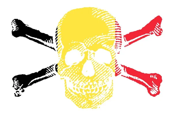 Piratenstijl Skull Crossbones Met België Vlag — Stockfoto