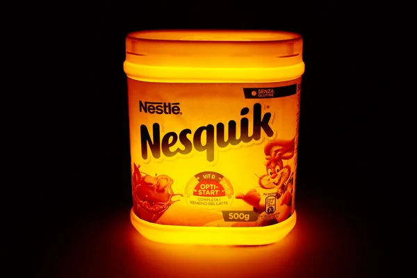 stock image Pescara, Italy - February 8, 2021: NESQUIK Chocolate Powder. Nesquik is a brand of Nestle