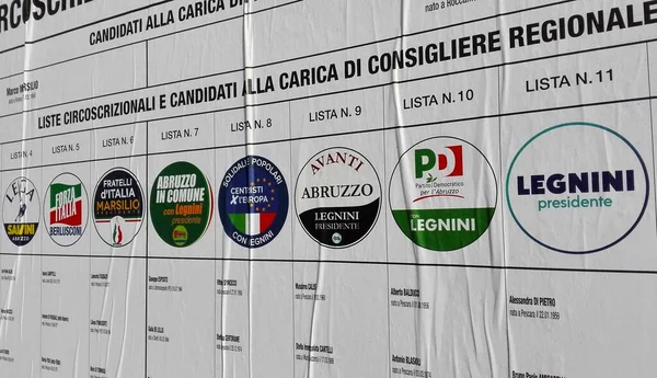 Pescara Talya Ocak 2019 Abruzzzo Bölgesel Eleksiyonları Için Seçim Duvarı — Stok fotoğraf