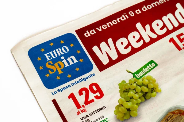 Řím Itálie Srpna 2022 Eurospin Supermarket Chain Weekly Flyer — Stock fotografie
