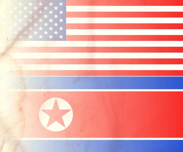 Estados Unidos América Coreia Norte Bandeiras Conceito Das Relações Políticas — Fotografia de Stock