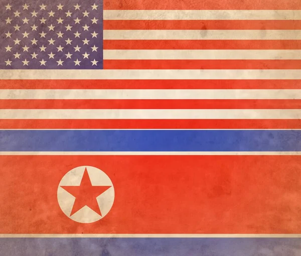 북한의 플래그 나라간의 관계에 — 스톡 사진