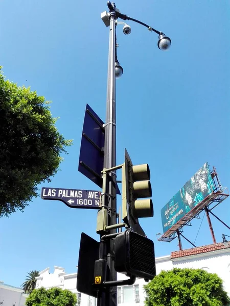 Hollywood Los Angeles Kalifornien September 2018 Las Palmas Avenue Straßenschild — Stockfoto