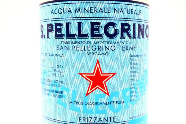 Pescara Italie Août 2019 Étiquette Eau Pétillante Italienne San Pellegrino — Photo