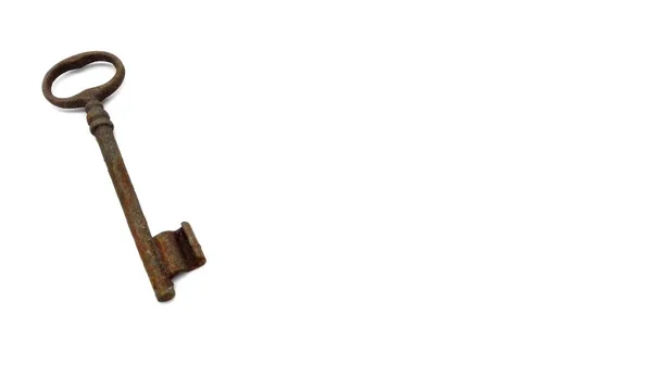 白い背景で隔離されたヴィンテージのキー — ストック写真