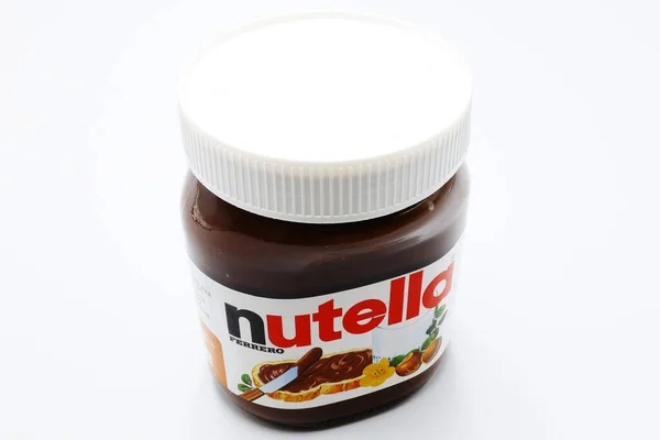 Nutella Jar Hazelnut Spread Cocoa Produced Ferrero — Stock Photo, Image