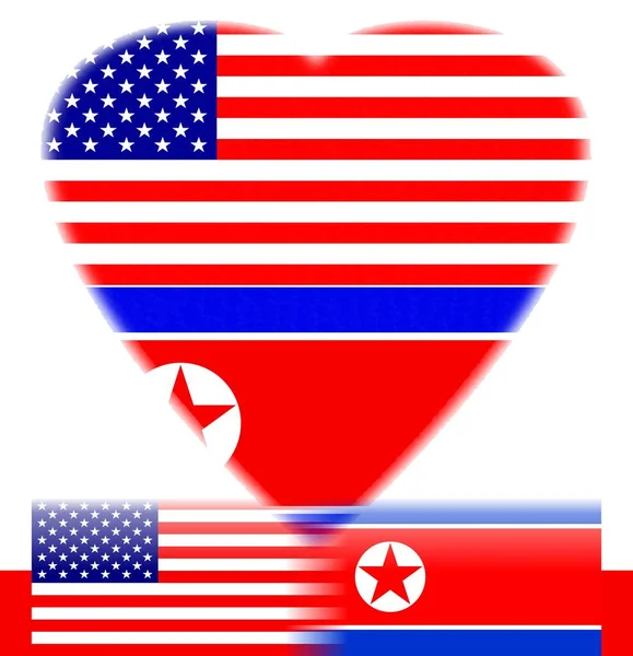 Estados Unidos América Coreia Norte Bandeiras Conceito Das Relações Políticas — Fotografia de Stock