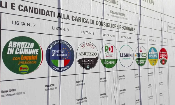 Пескара Италия Января 2019 Года Избирательные Стеновые Плакаты Региональных Выборов — стоковое фото