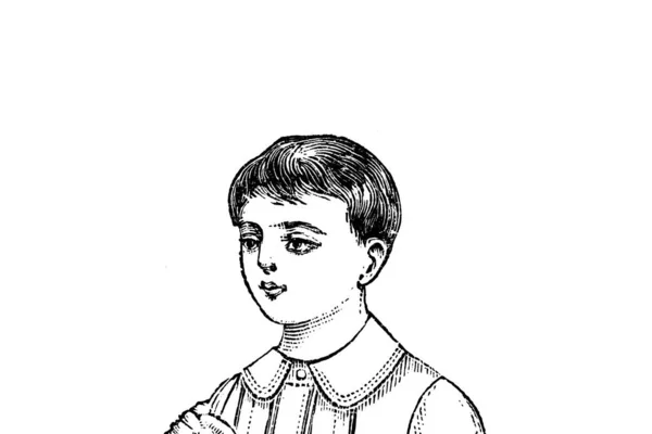 白い背景の少年の肖像画 鉛筆画 — ストック写真