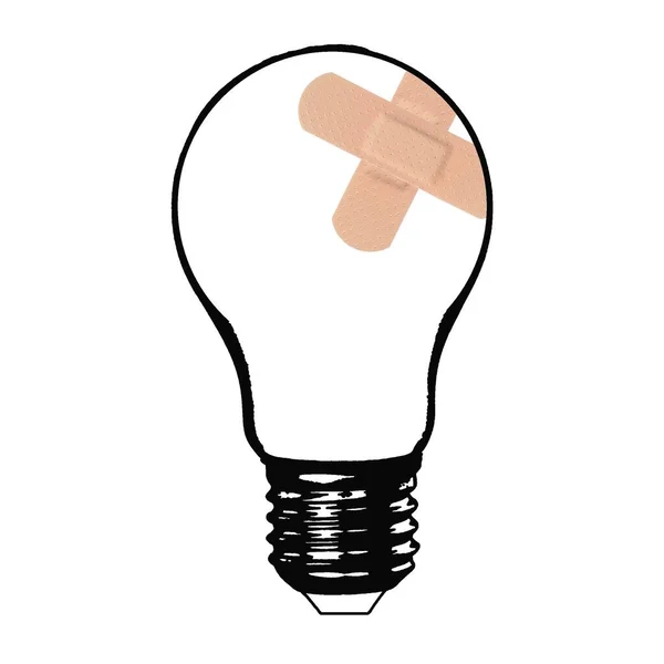 Перша Допомога Пов Язка Гіпсу Коміксів Light Bulb Нерегулярними Ребрами — стокове фото