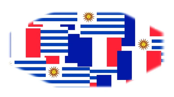 Uruguay Und Frankreich Flaggen Auf Weiß — Stockfoto