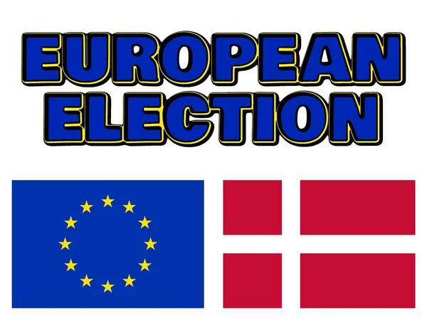 Europaparlamentsval Europeiska Unionens Och Danmarks Flaggor — Stockfoto