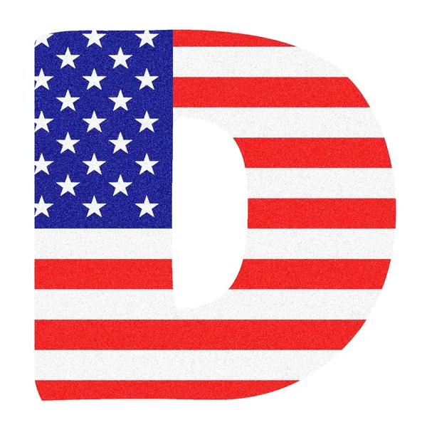 关于带有黑色大理石光泽的美国国旗风格的D字 — 图库照片