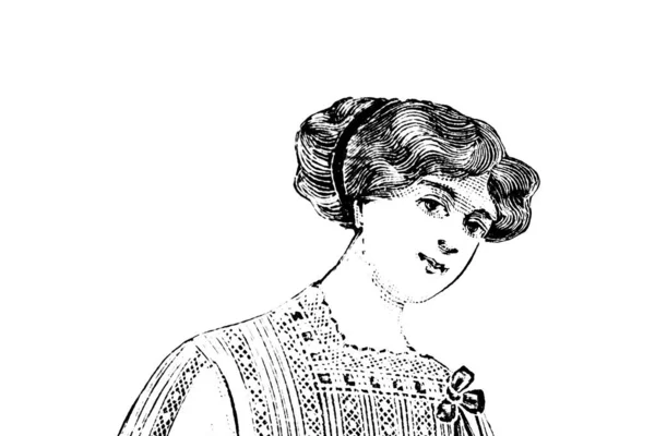 Portret Van Jonge Vrouw Witte Achtergrond Illustratie Van Het Potlood — Stockfoto
