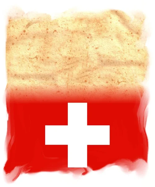 Switzerland Flagga Original Vintage Pergamentpapper Med Plats För Text Eller — Stockfoto
