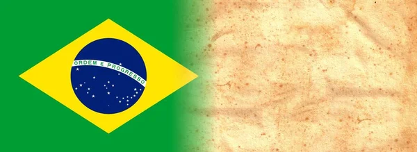 Brazil Bayrağı Orjinal Vintage Parşömen Kağıdı Üzerinde Metin Veya Tasarım — Stok fotoğraf