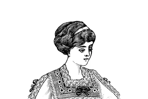 白色背景的年轻女子的肖像 铅笔插图 — 图库照片