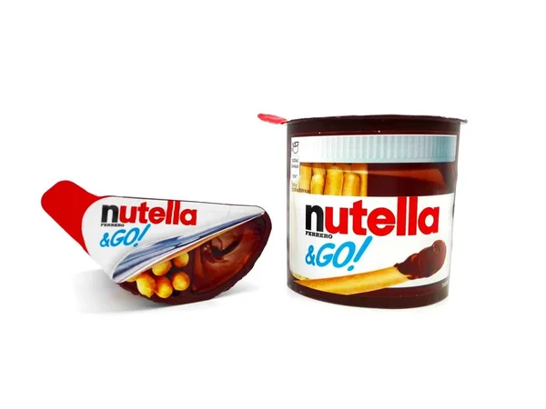 Nutella Propagación Avellanas Palillos Producido Italia Por Ferrero — Foto de Stock