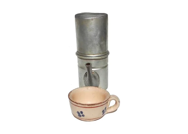 Aluminium Antique Coffepot Pot Terre Cuite Coffee Cup — Photo