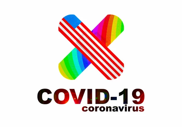 Coronavirus Covid United States Illustration Med Flag Remsor Självhäftande Plåster — Stockfoto