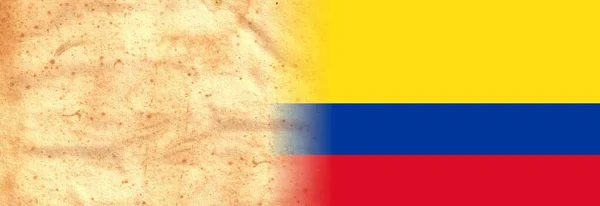 Colombia Flagge Auf Original Vintage Pergamentpapier Mit Platz Für Ihren — Stockfoto