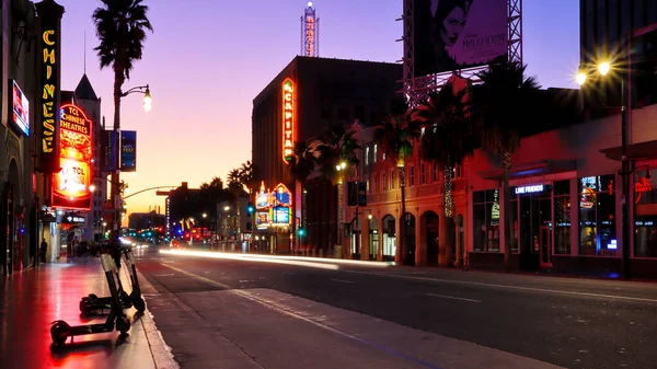 Hollywood Kalifornie Října 2019 Východ Slunce Hollywood Boulevard Poblíž Tcl — Stock fotografie