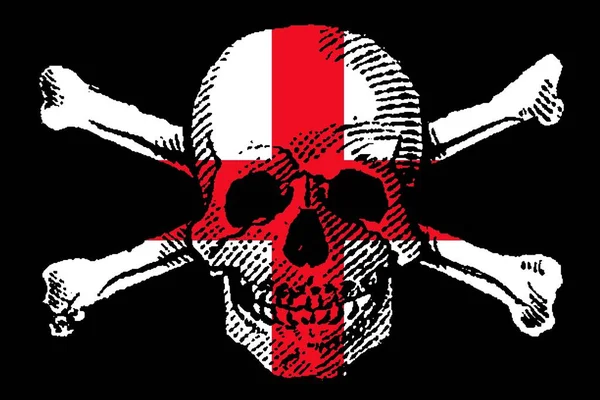Estilo Pirata Skull Crossbones Com Bandeira Inglaterra — Fotografia de Stock