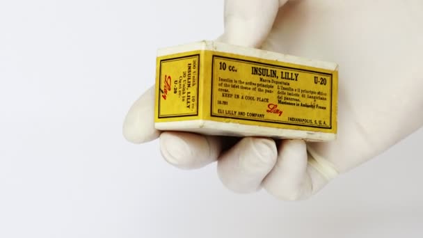 Róma Olaszország 2022 Február Vintage 1930 Évek Insulin Lilly 10Cc — Stock videók