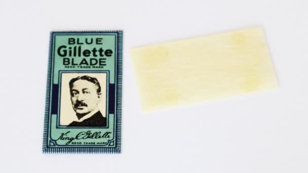 Řím Itálie Února 2022 Vintage 1940S Gillette Blue Blades — Stock video
