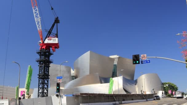 加利福尼亚州洛杉矶 2019年10月8日 在华特迪士尼音乐厅对面的街道上建造Grand混合用途的开发 位于第一街 第二街 橄榄街和大屿山 — 图库视频影像