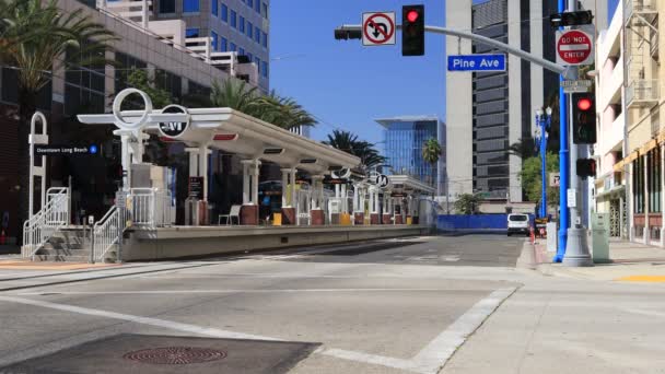 Long Beach Los Angeles Californië Oktober 2019 Uitzicht Metrostation Downtown — Stockvideo