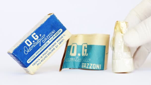 Ρώμη Ιταλία Φεβρουαρίου 2022 Εσοδεία 1950 Odontalgico Gazzoni Αναλγητική Μέθοδος — Αρχείο Βίντεο