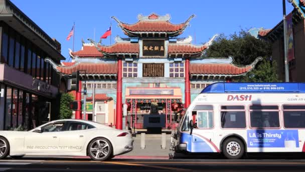 Los Angeles Kalifornie Října 2019 Chinatown Central Plaza Broadway Timelapse — Stock video