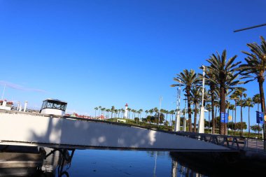 LONG BEACH, Los Angeles, California - 16 Mayıs 2019: Pine Ave Pier, Long Beach 'ten Lions LighTHOUOUSE
