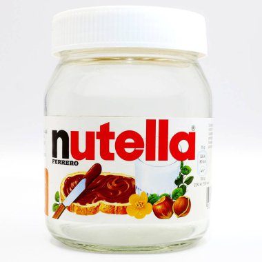 Pescara, İtalya 31 Temmuz 2019: NUTELLA boş kavanoz, Ferrero tarafından üretilen Kakaolu Fındık Spread