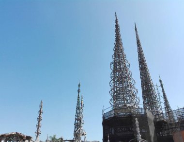 Los Angeles, Kaliforniya 10 Eylül 2018: Simon Rodia 'dan WATTS TowERS, mimari yapılar, Simon Rodia Eyalet Tarihi Parkı, LOS ANGELES