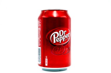 Pescara, İtalya 26 Aralık 2019: Dr Pepper yapabilir. Şekerli ve şalterli gazlı içecek.