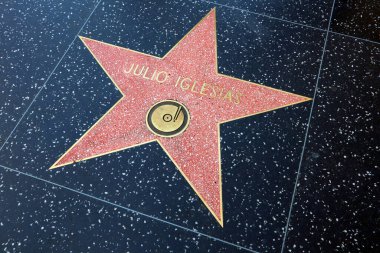 Hollywood, California - 20 Mayıs 2019: Hollywood Bulvarı, Los Angeles, Kaliforniya 'da Hollywood Şöhret Yolu' nda JULIO IGLESIAS 'ın yıldızı