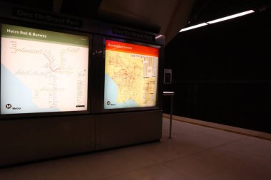 Los Angeles, Kaliforniya - 14 Mayıs 2019: Los Angeles şehir merkezinde bulunan Metro Şehir Merkezi İstasyonu