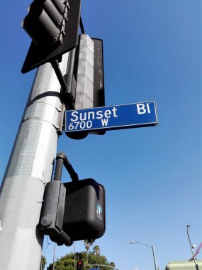 HOLYWOOD, Los Angeles, California - 19 Eylül 2018: SUNSET BOULEVARD, HOLYWOOD, Los Angeles