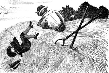 Şarap dolu bir çantayla genç bir adamın resmi.